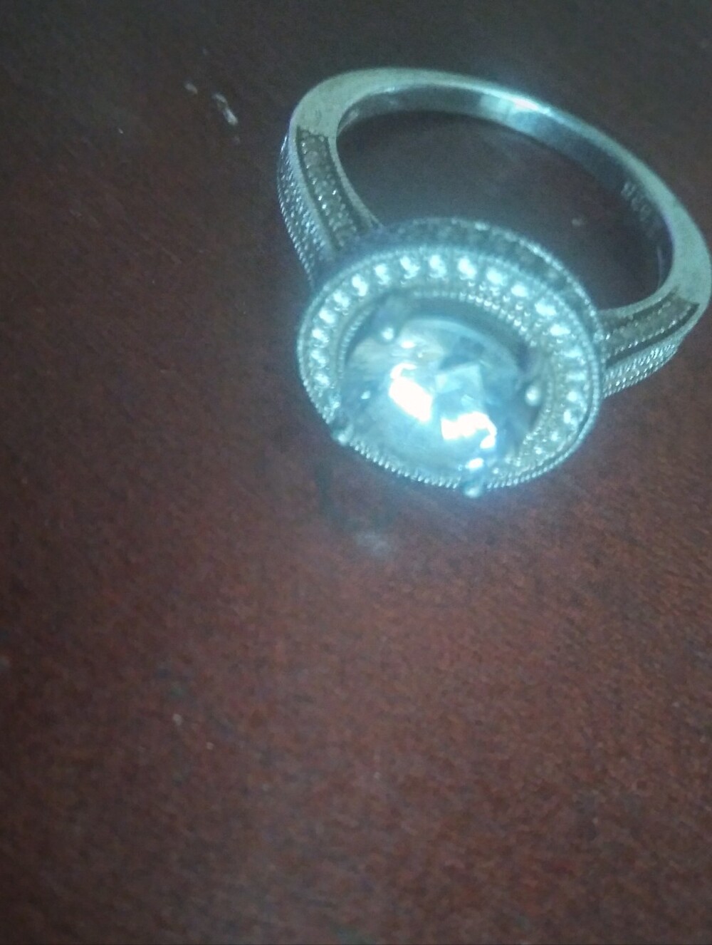 Sterling Silver 925 Stamped White Halo Statement Ring